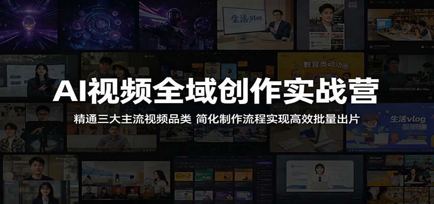 AI视频全域创作实战营：精通三大主流视频品类，简化制作流程实现高效批量出片| 网创圈