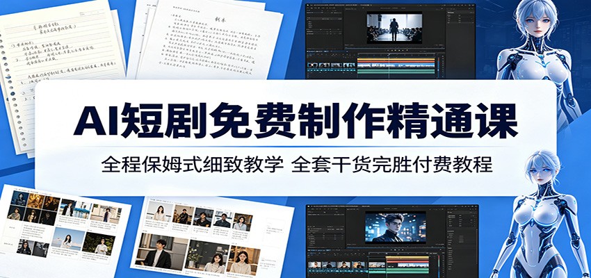AI短剧免费制作精通课：全程保姆式细致教学，全套干货完胜付费教程| 网创圈