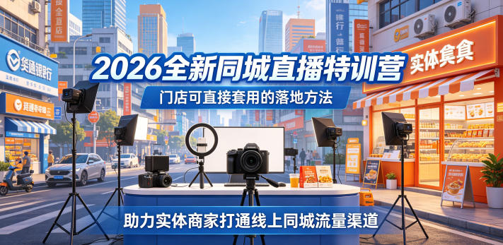 2026全新同城直播特训营，门店可直接套用的落地方法，助力实体商家打通线上同城流量渠道| 网创圈