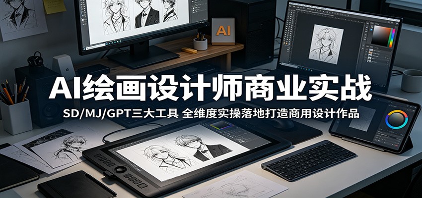 AI绘画设计师商业实战：SD/MJ/GPT三大工具，全维度实操落地打造商用设计作品| 网创圈