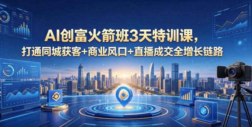 AI创富火箭班3天特训课，打通同城获客+商业风口+直播成交全增长链路，2026年4月新课| 网创圈