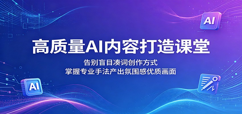 高质量AI内容打造课堂：告别盲目凑词创作方式，掌握专业手法产出氛围感优质画面| 网创圈