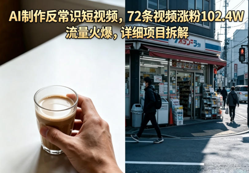 AI制作反常识短视频，72条视频涨粉102.4W，流量火爆，详细项目拆解| 网创圈