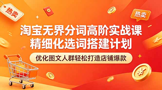 淘宝无界分词高阶实战课 精细化选词搭建计划 优化图文人群轻松打造店铺爆款| 网创圈
