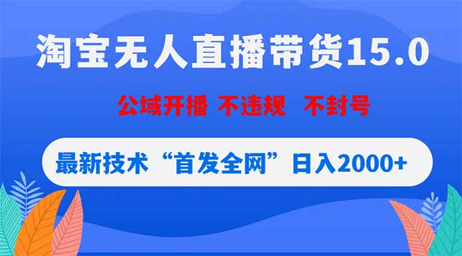 淘宝无人直播带货15.0，不封号，不违规，公域玩法，首发全网日入2000+| 网创圈