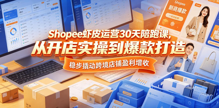Shopee虾皮运营30天陪跑课，从开店实操到爆款打造，稳步撬动跨境店铺盈利增收| 网创圈