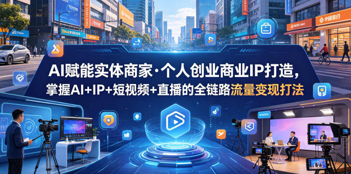 AI赋能实体商家·个人创业商业IP打造，掌握AI+IP+短视频+直播的全链路流量变现打法| 网创圈