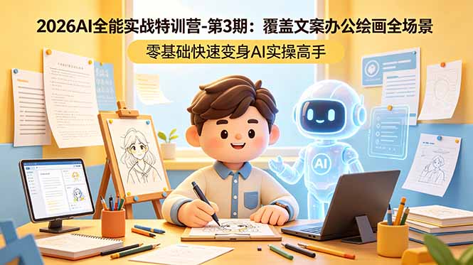 2026AI全能实战特训营-第3期：覆盖文案办公绘画全场景 零基础快速变身AI实操高手| 网创圈