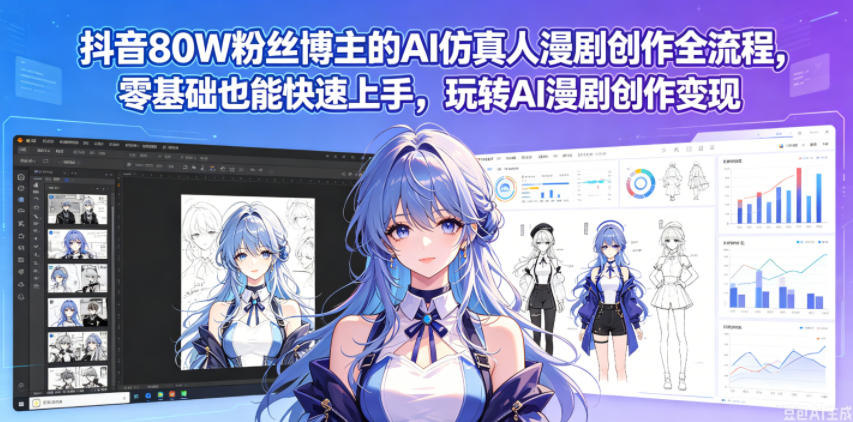 抖音80W粉丝博主的AI仿真人漫剧创作全流程，零基础也能快速上手，玩转AI漫剧创作变现| 网创圈