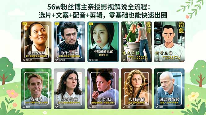 56万粉丝博主亲授影视解说全流程：选片+文案+配音+剪辑，零基础也能快速出圈| 网创圈