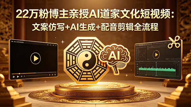 22万粉博主亲授AI道家文化短视频：文案仿写+AI生成+配音剪辑全流程| 网创圈