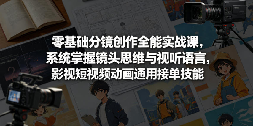 零基础分镜创作全能实战课，系统掌握镜头思维与视听语言，影视短视频动画通用接单技能| 网创圈