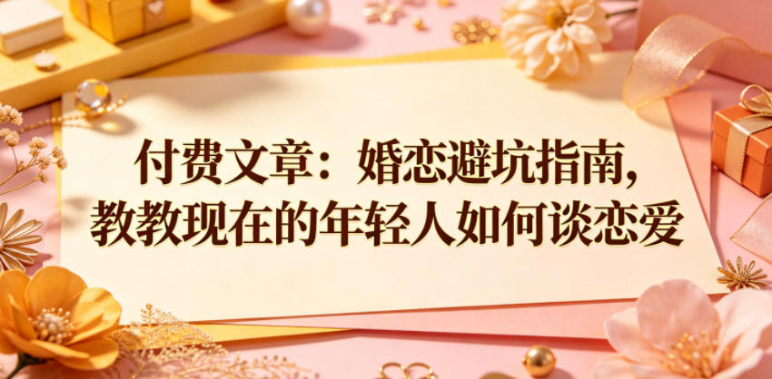 付费文章：婚恋避坑指南，教教现在的年轻人如何谈恋爱| 网创圈