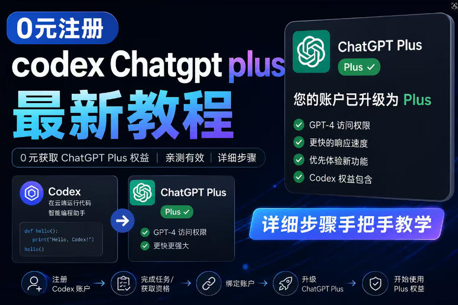0元全自动注册codex gpt plus最新教程，0元获取GPT Plus权益，手把手详细教学| 网创圈