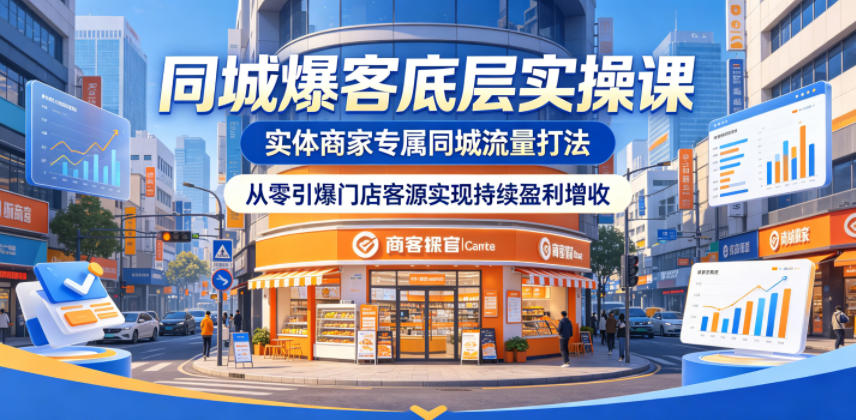 同城爆客底层实操课，实体商家专属同城流量打法，从零引爆门店客源实现持续盈利增收| 网创圈