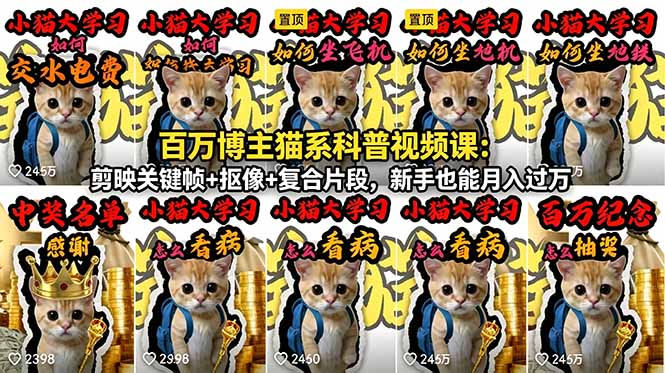 百万博主猫系科普视频课：剪映关键帧+抠像+复合片段，新手也能月入过万| 网创圈