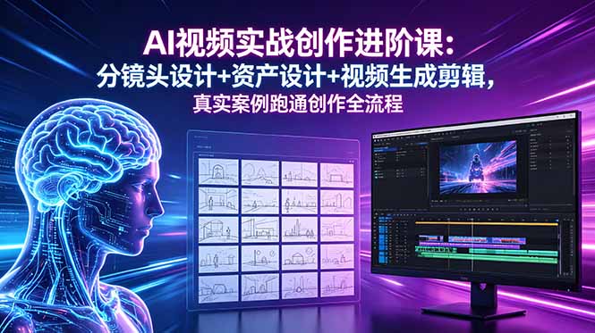 AI视频实战创作进阶课：分镜头设计+资产设计+视频生成剪辑，真实案例跑通创作全流程| 网创圈