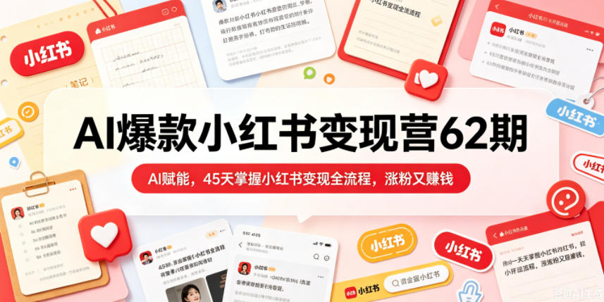 AI爆款小红书变现营62期2026年5月，AI赋能，45天掌握小红书变现全流程，涨粉又賺钱| 网创圈