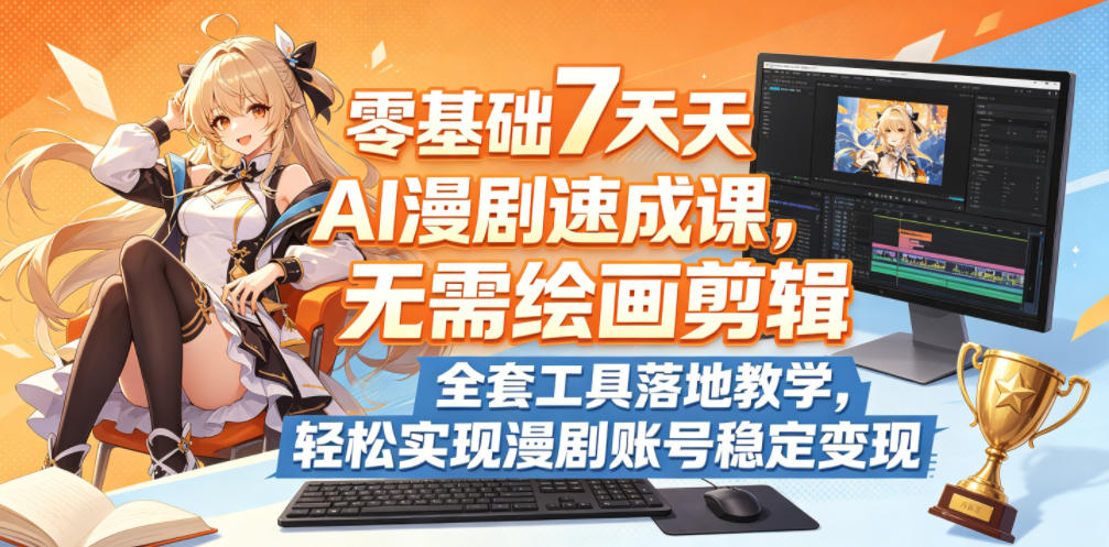 零基础7天AI漫剧速成课，无需绘画剪辑，全套工具落地教学，轻松实现漫剧账号稳定变现| 网创圈