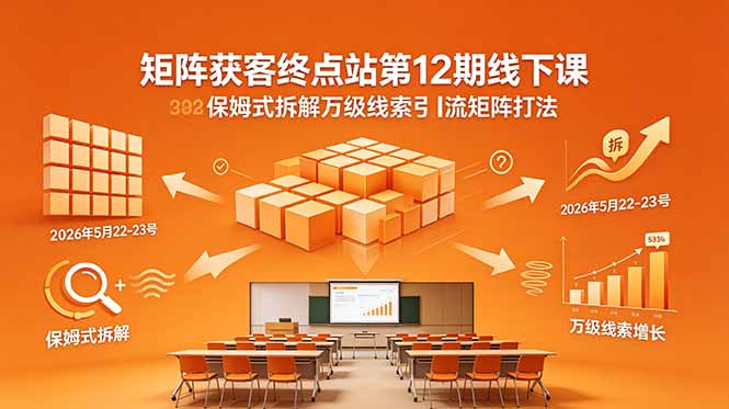 矩阵获客终点站第12期线下课 2026年5月22-23号 保姆式拆解万级线索引流矩阵打法| 网创圈