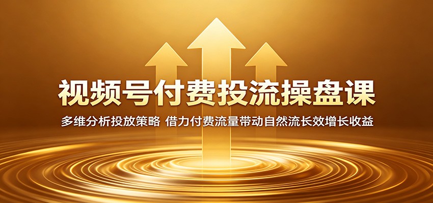 视频号付费投流操盘课：多维分析投放策略，借力付费流量带动自然流长效增长收益| 网创圈