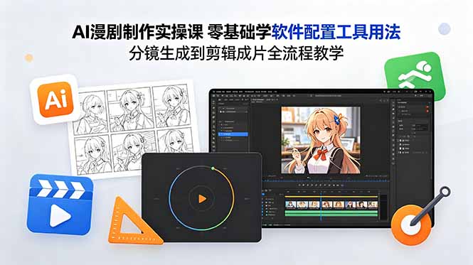 AI漫剧制作实操课 零基础学软件配置工具用法 分镜生成到剪辑成片全流程教学| 网创圈