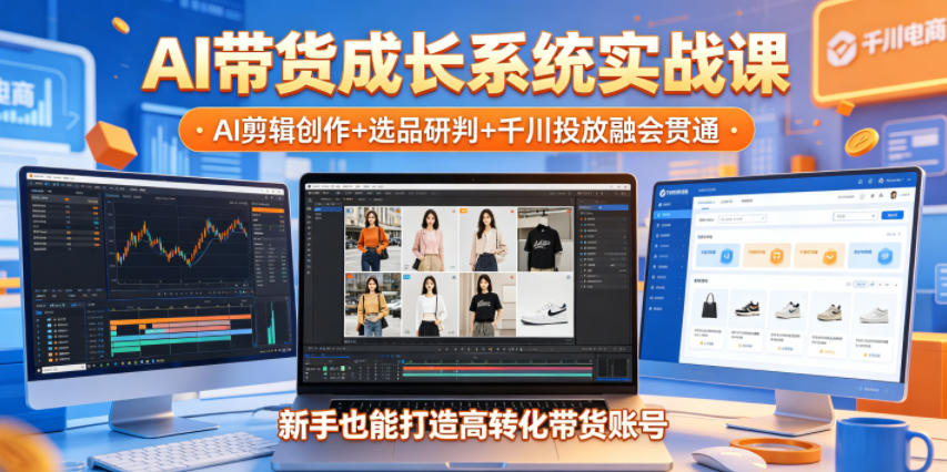 AI带货成长系统实战课，AI剪辑创作+选品研判+千川投放融会贯通，新手也能打造高转化带货账号(更新2026年)| 网创圈