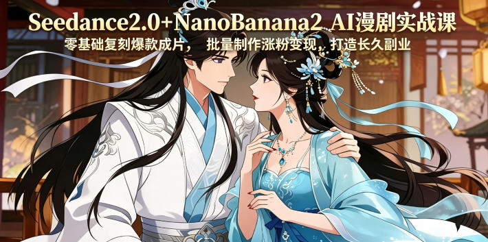 Seedance2.0+NanoBanana2 AI漫剧实战课，零基础复刻爆款成片涨粉变现，打造长久副业收益| 网创圈