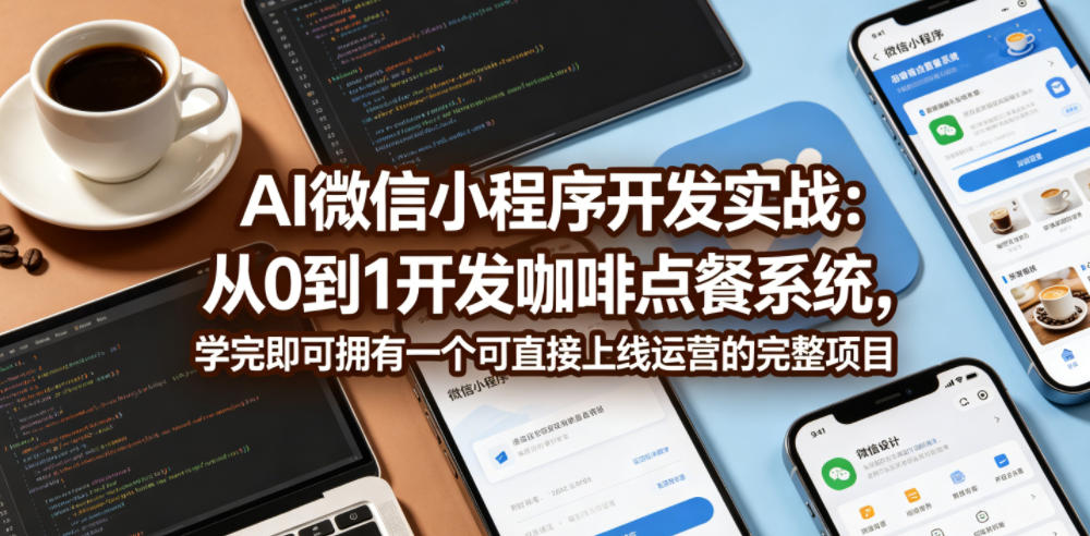 AI微信小程序开发实战：从0到1开发咖啡点餐系统，学完即可拥有一个可直接上线运营的完整项目| 网创圈