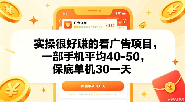 实操很好做的看广告项目，一部手机平均40-50，保底30单机一天【揭秘】| 网创圈