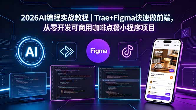 2026AI编程实战教程｜Trae+Figma快速做前端，从零开发可商用咖啡点餐小程序项目| 网创圈
