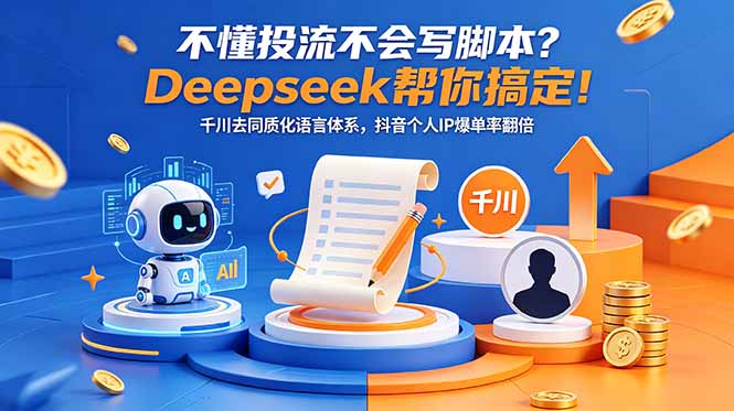 不懂投流不会写脚本？Deepseek帮你搞定！千川去同质化语言体系，抖音个人IP爆单率翻倍| 网创圈