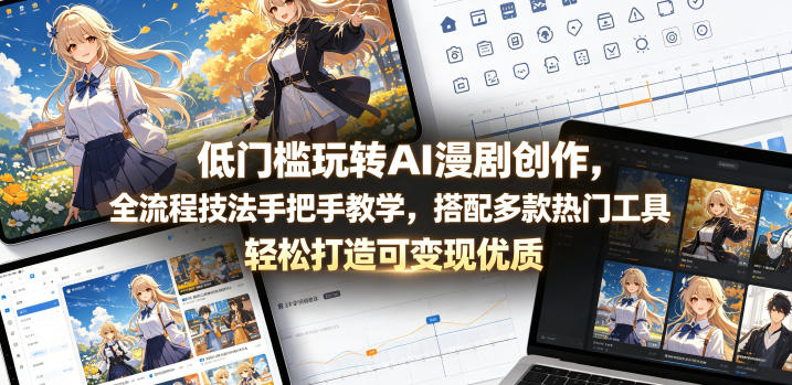 低门槛玩转AI漫剧创作，全流程技法手把手教学，搭配多款热门工具，轻松打造可变现优质作品| 网创圈