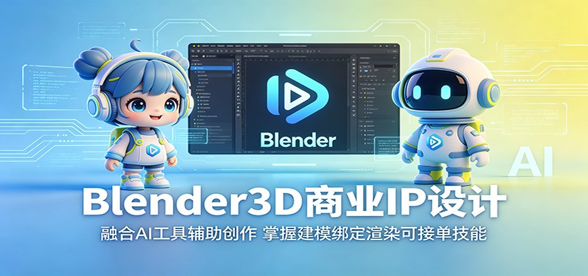 Blender3D商业IP设计：融合AI工具辅助创作，掌握建模绑定渲染可接单技能| 网创圈