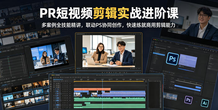 PR短视频剪辑实战进阶课，多案例全技能精讲，联动PS协同创作，快速练就商用剪辑能力| 网创圈