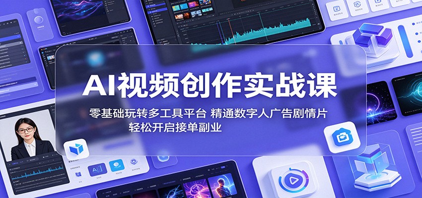 AI视频创作实战课：零基础玩转多工具平台，精通数字人广告、剧情片，轻松开启接单副业| 网创圈