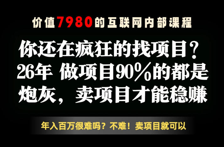 26年请不要疯狂的找项目了，卖项目远比你想象的暴利，你也可以月入10W+【揭秘】| 网创圈