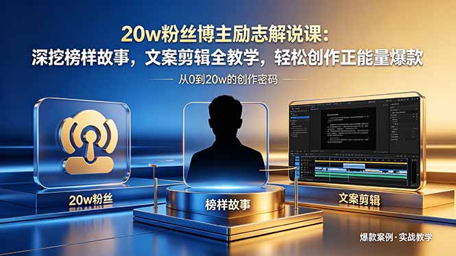 20w粉丝博主励志解说课：深挖榜样故事，文案剪辑全教学，轻松创作正能量爆款| 网创圈