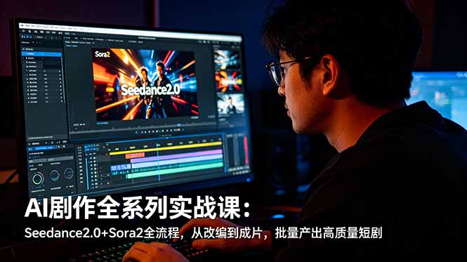 AI剧作全系列实战课：Seedance2.0+Sora2全流程，从改编到成片，批量产出高质量短剧| 网创圈