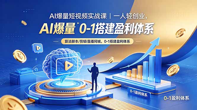 AI爆量短视频实战课｜一人轻创业，算法脚本剪辑直播同城，0-1搭建盈利体系| 网创圈