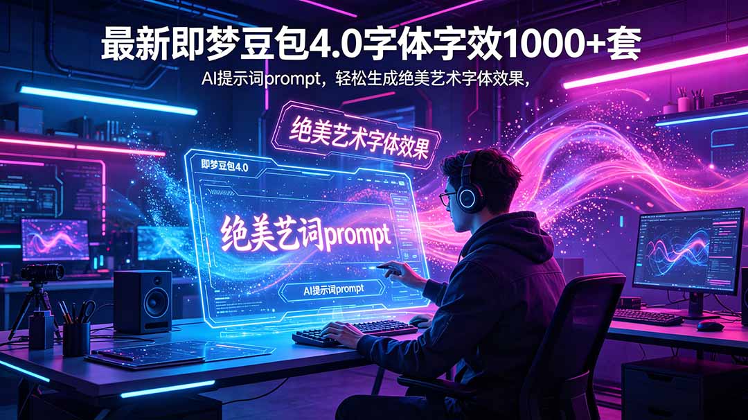 最新即梦豆包4.0字体字效1000+套，AI提示词prompt，轻松生成绝美艺术字体效果| 网创圈