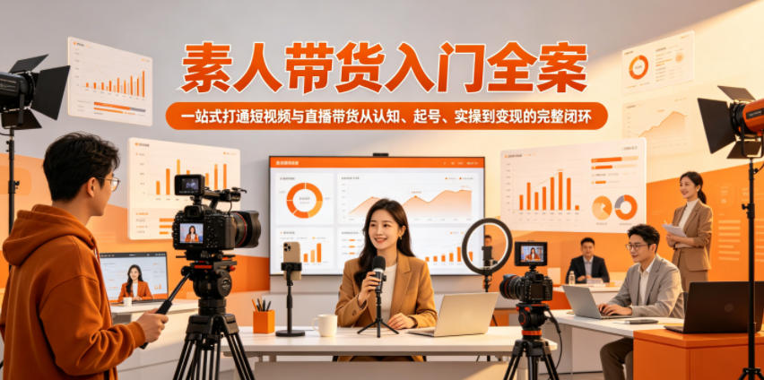 素人带货入门全案，一站式打通短视频与直播带货从认知、起号、实操到变现的完整闭环| 网创圈