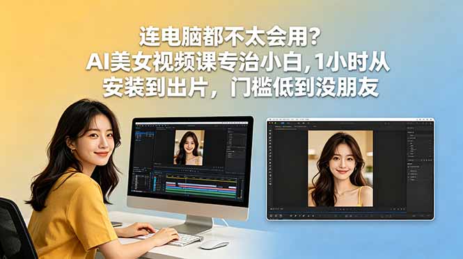 连电脑都不太会用？AI美女视频课专治小白，1小时从安装到出片，门槛低到没朋友| 网创圈