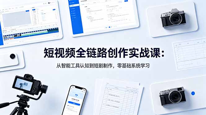 短视频全链路创作实战课：从智能工具认知到短剧制作，零基础系统学习| 网创圈