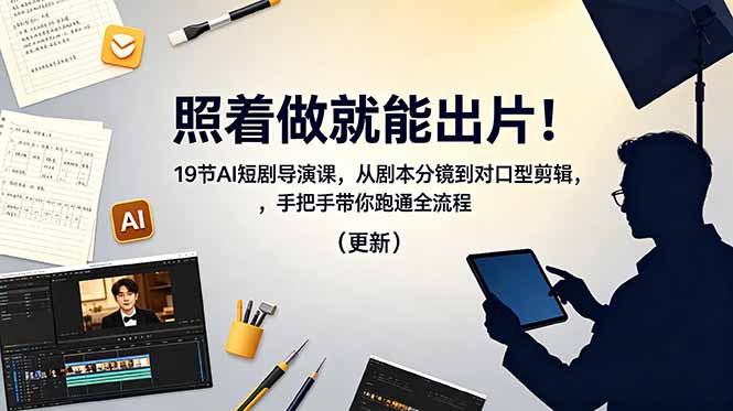 照着做就能出片！19节AI短剧导演课，从剧本分镜到对口型剪辑，手把手带你跑通全流程(更新| 网创圈