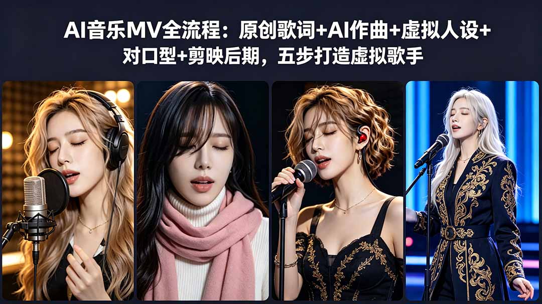 AI音乐MV全流程：原创歌词+AI作曲+虚拟人设+对口型+剪映后期，五步打造虚拟歌手| 网创圈