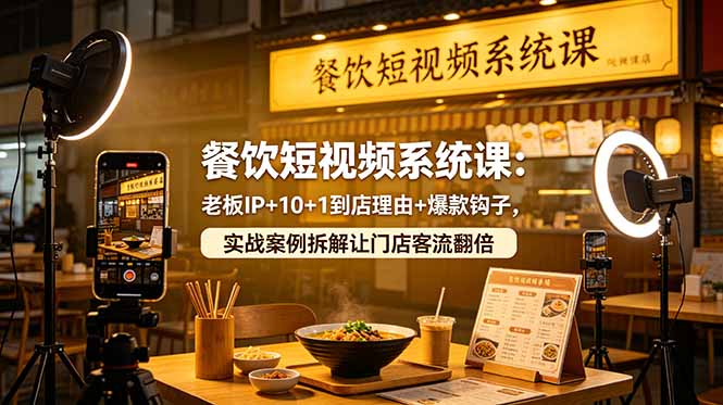 餐饮短视频系统课：老板IP+10+1到店理由+爆款钩子，实战案例拆解让门店客流翻倍| 网创圈