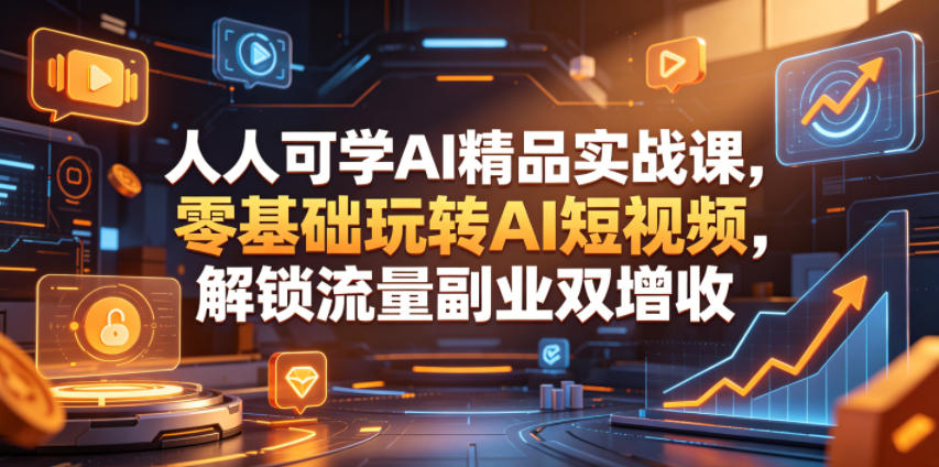 人人可学AI精品实战课，零基础玩转AI短视频，解锁流量副业双增收| 网创圈