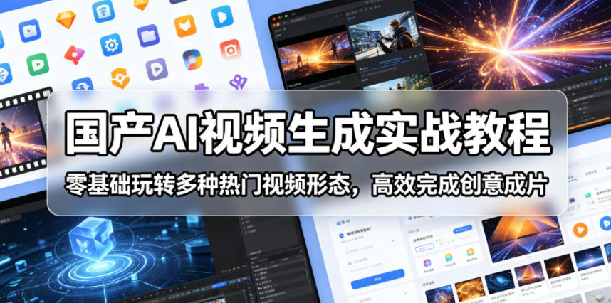 国产AI视频生成实战教程，零基础玩转多种热门视频形态，高效完成创意成片| 网创圈