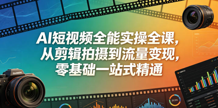 AI短视频全能实操全课，从剪辑拍摄到流量变现，零基础一站式精通| 网创圈